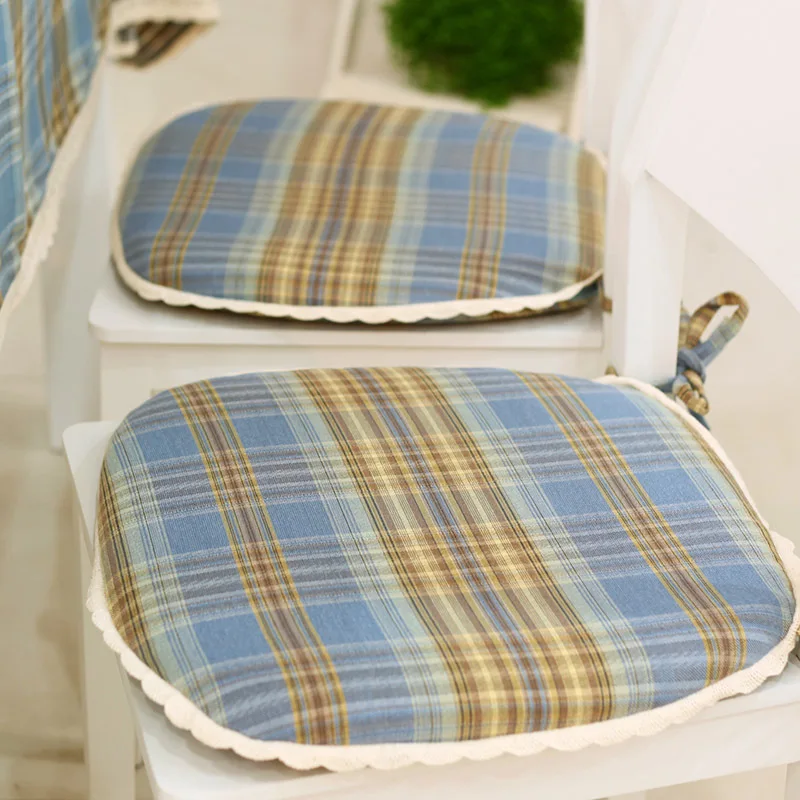 

Rural Lattice Cloth Art Cushion Memory Cotton Computer Chair Cushion Seat Removable And Washable 45*43cm