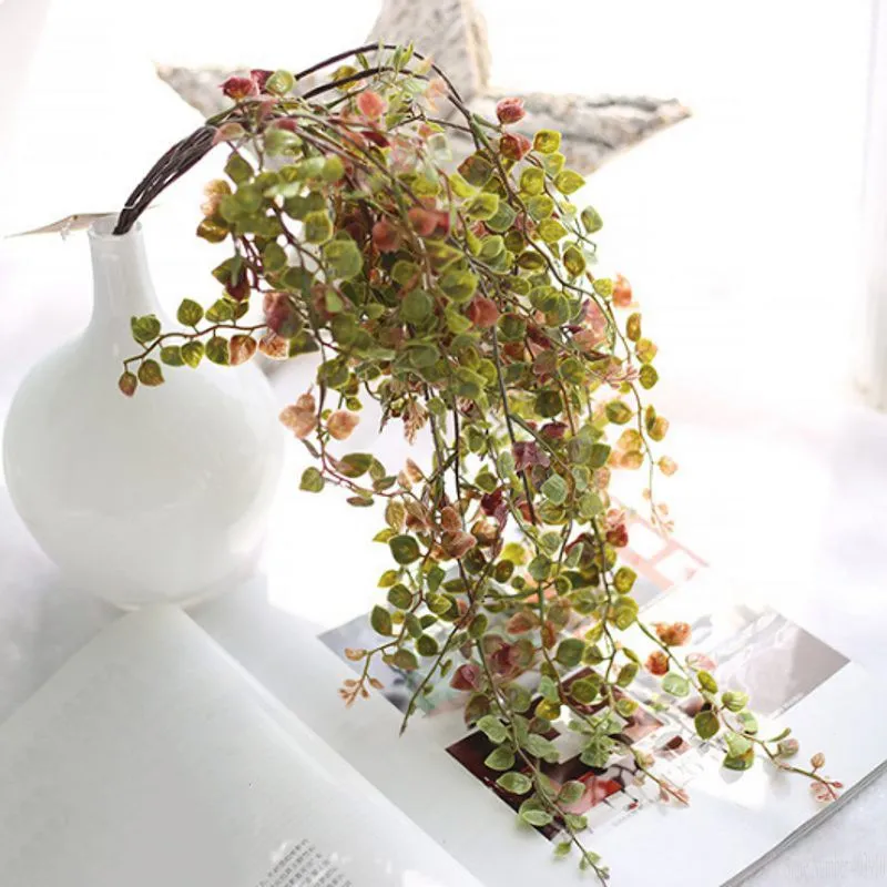 

1 PCS Gold and silver leaves artificial plants long vine green home scene decoration wedding fake accessories