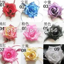 Смешанный заказ 100 шт 9 см Искусственный цветок розы перо брошь "перо" головной убор Резиновая лента задняя сторона 9 цветов