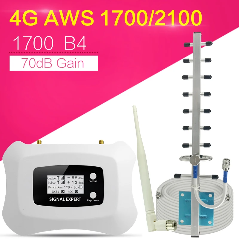 

Best Smart Signal Amplifier 4G LTE 1700MHz 70dB Smart Booster 4G Network Mobile Signal Booster Cellular Signal Repeater For Home