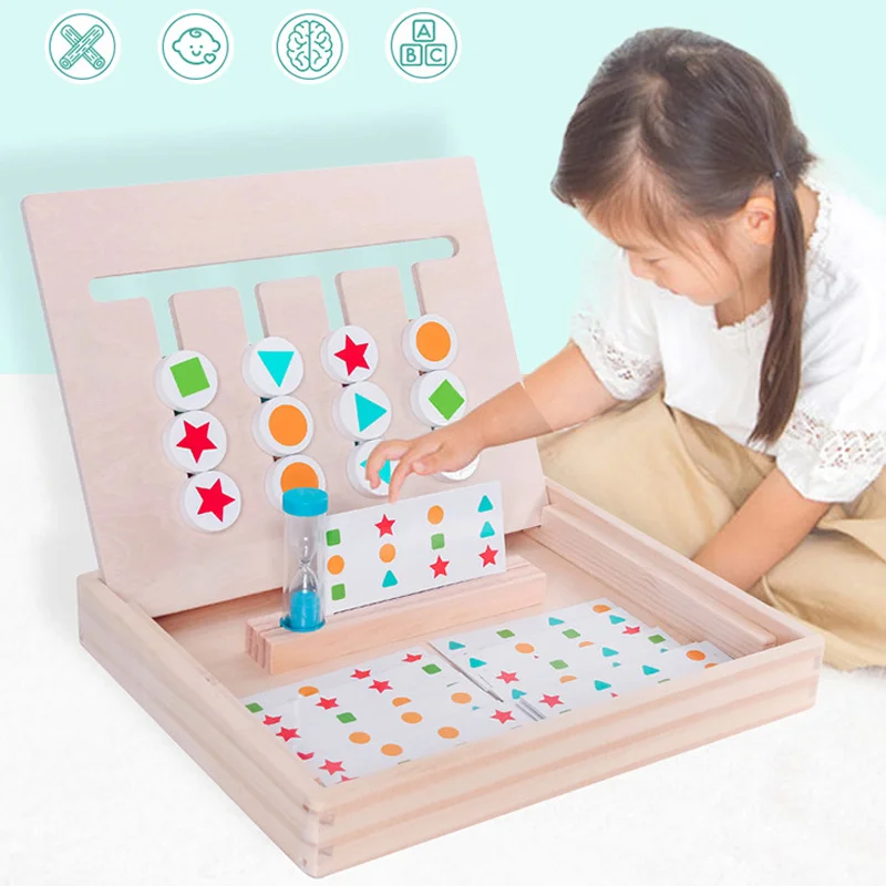 Деревянные обучающие игрушки для мышления 4 сочетание цветов сортировка по форме Монтессори логическая головоломка игрушки YJS Прямая