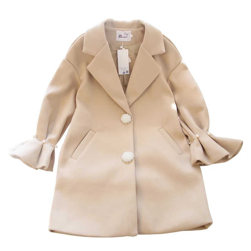 HANZANGL, Корейская версия, шерстяное пальто,, зимняя куртка для женщин, рукав-труба, милые шерстяные кашемировые пальто, длинная верхняя одежда