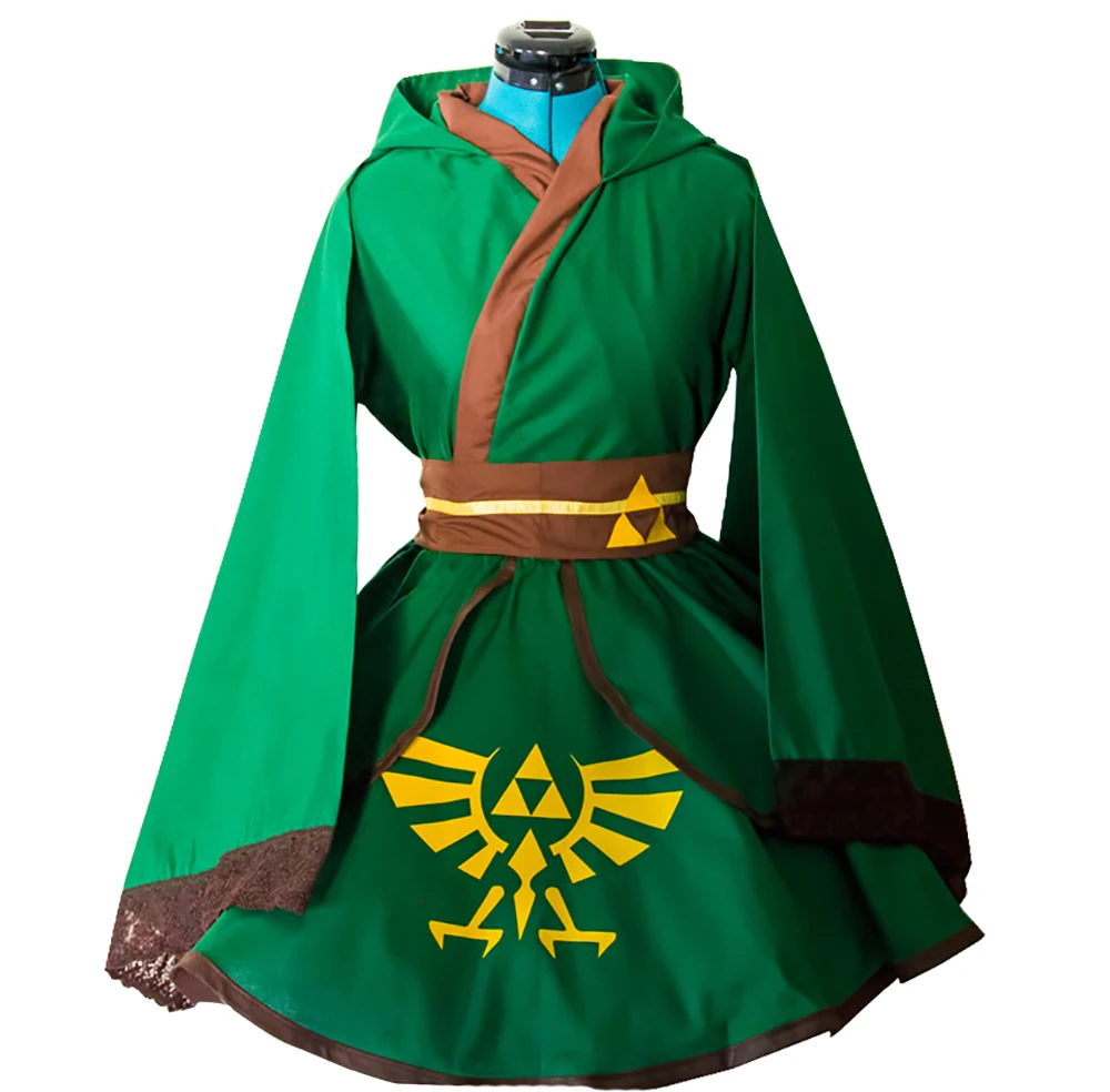 De Legende van Zelda Link Green Lolita Kimono Dress Anime Cosplay Kostuum De Legende van Zelda Link Green Lolita Kimono Dress Anime Cosplay Kostuum