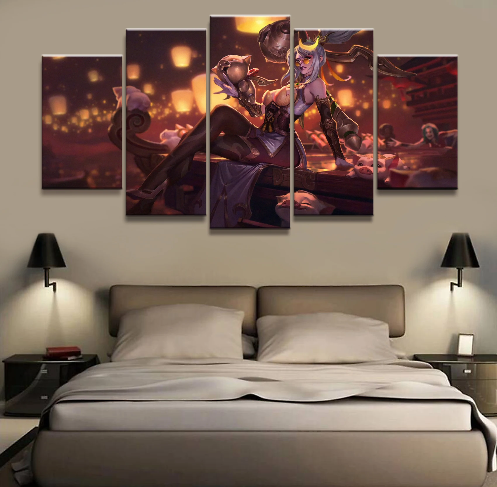 

5 Panel Vayne VN LOL League of Legends Game Canvas Printed Painting For Living Room Wall Art Decor HD Picture Works Poster