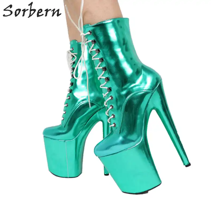 Sorbern Champagne Ankle Boots Pole Dance High Heel Booties Ladies 20cm