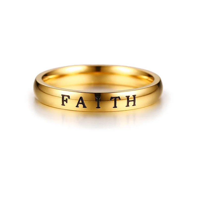 Vnox Вера Надежда Любовь женское кольцо элегантный нержавеющая сталь 3 тона женские аксессуары для вечеринок - Цвет основного камня: Gold