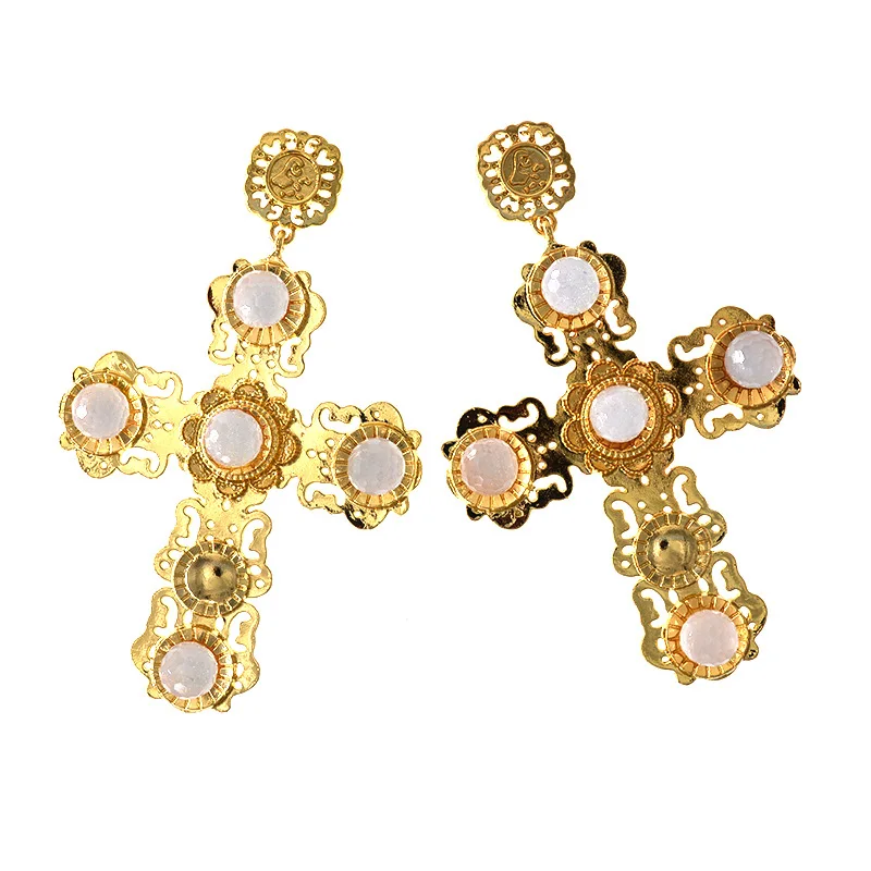 Retro cross long sun flower earrings fashion jewelry