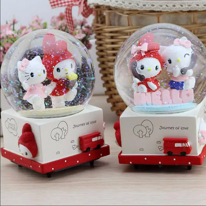 

DYZ 807++++Creative KT cat rotary resin crystal ball music box artwork