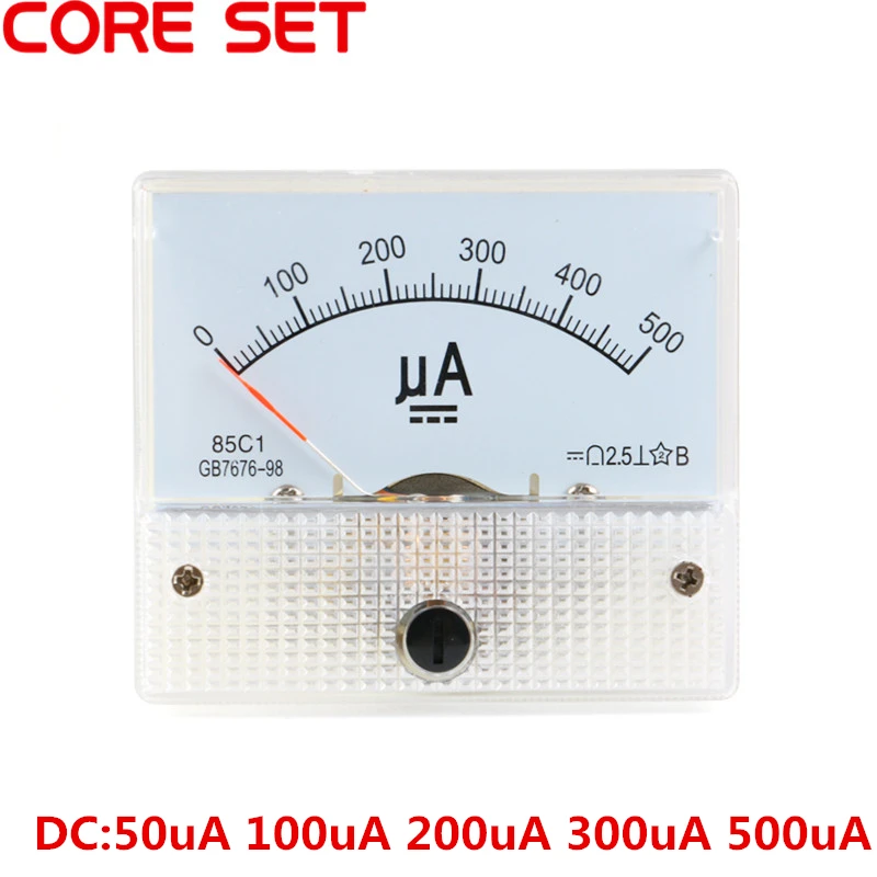 

DC Analog Pointer Current Meter Panel 50uA 100uA 200uA 300uA 500uA AMP Gauge Current Mechanical Ammeters 85C1