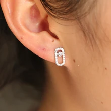 925 пробы серебряные серьги прямоугольной формы cz гвоздики с прозрачным Цирконом для девушек и женщин мода Франция деликатное Изготовление ювелирных изделий
