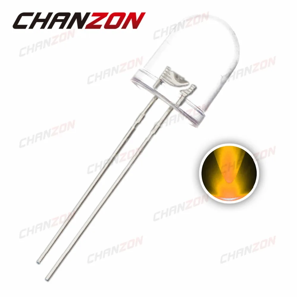 

50pcs 10mm LED Diode Yellow Transparent 20mA DC 2V Light Ultra Bright Through Hole Round 10 mm Light-Emitting Diode LED Lamp
