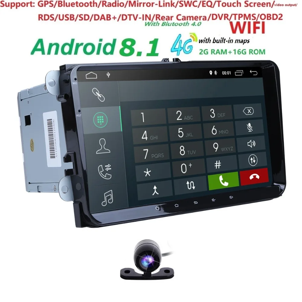 2 DIN 9 дюймов quad core android 7.1 автомобиль DVD GPS для VW Polo Jetta Tiguan Passat B6 CC Fabia Зеркало Ссылка 4 г Wi-Fi Радио BT в тире