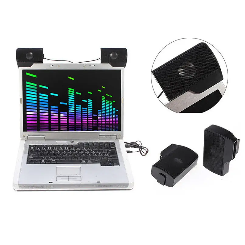 Portable Soundbar Speaker 4.8ft USB Powered Two3D High Fidelity Sound Stereo for Laptop notebook for MP3 MP4 5 phone with Clip