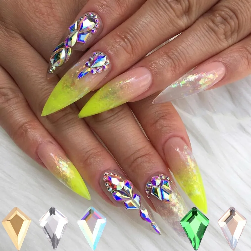 10 шт. Золотые кристаллы nailart плоская задняя сторона 2 мм квадратная стеклянная