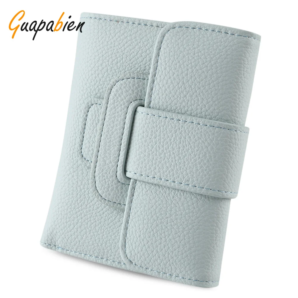 

Guapabien Kawaii Candy Color Girls Short Clutch Wallets Solid PU Leather Mini Bifold Purses for Ladies Credit Card Coin Purse