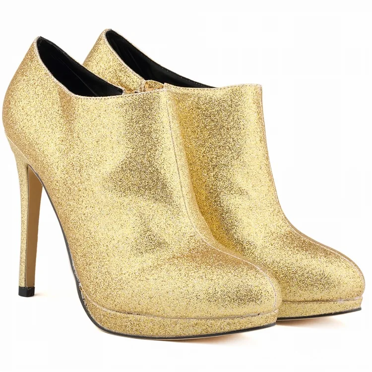 

Gold is shining Women Platform High Heel Ankle Boots Ladies Winter Shoe Botines Mujer Botas Adult Shoes
