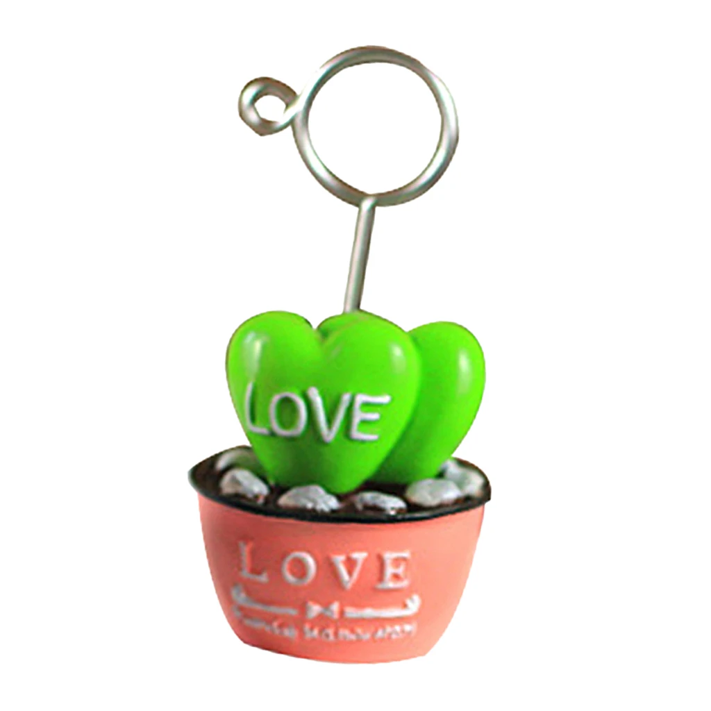Table Number Holder Name Place Card Holder Memo Clip Holder Stand Artificial Cactus Note Holder Pictures Card Paper Menu Clip