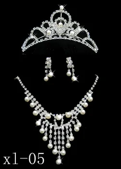 

A056 Tiara Wedding Bride 3 pcs per Necklaces earrings Crown Jewelry sets B18 Wholesale Gifts ABC