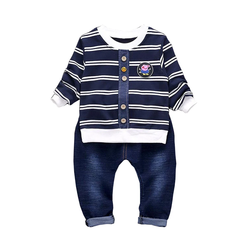 BibiCola Baby Boys Clothes Set 2017 Autumn Boys Striped T shirt +Pants
