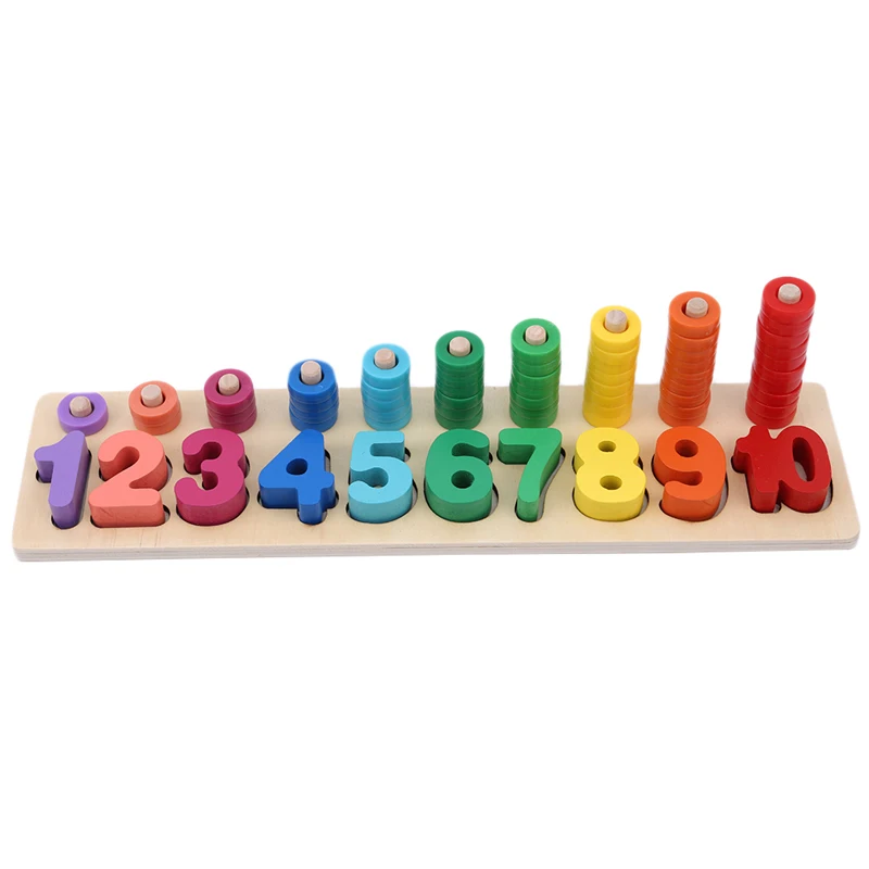 Детские деревянные материалы Монтессори, Обучающие цифры, совпадающие цифровые формы, подходящие для раннего образования, Обучающие Математические Игрушки - Цвет: 768900