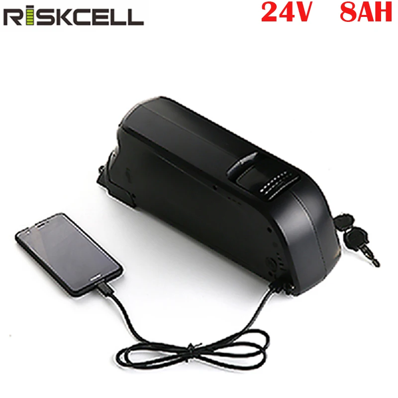 

Ebike Battery Dolphin 24V 8Ah Lithium Battery Pack 24V 250W Down Tube Electric Bicycle Battery with 15A BMS