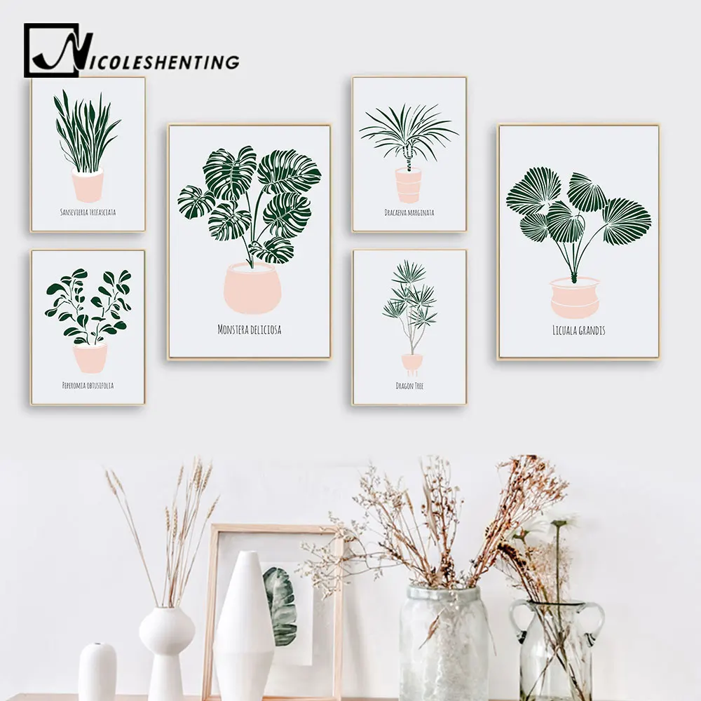 Moda-A4-primavera-verde-fresca-Tropical-planta-cartel-impresi-n-del-arte-pared-im-genes-Nordic