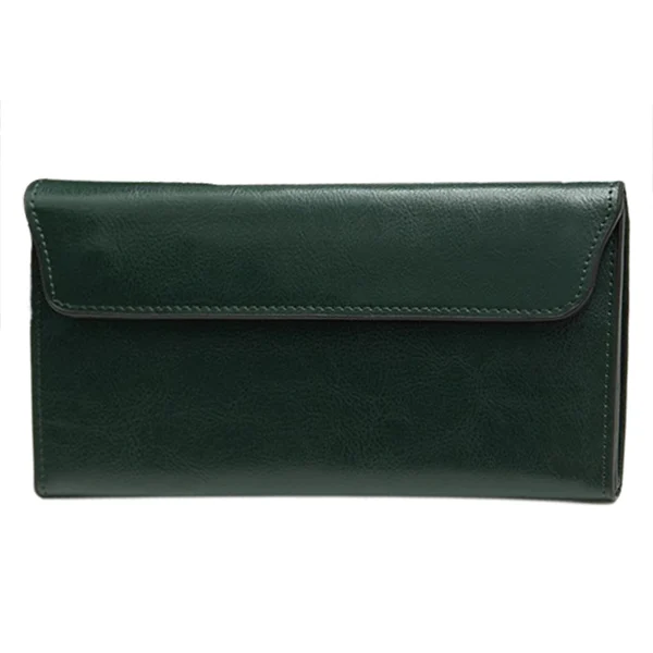 

Genuine Leather Wallet Women High Quality Soft Long Purse Fashion Female Wallets Card Holder(Green)