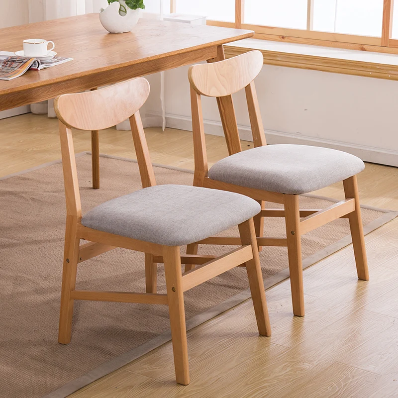 

Time-Limit!! Nordic Solid Wooden Dining Chair Leisure Stool with Fabic Seat Minimalist Modern Minimalist Modern Furniture