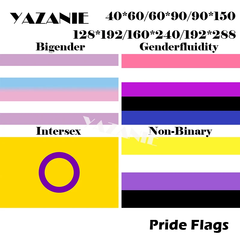 Ядзани 128*192 см/160*240 см/192*288 СМ Bigender Genderfluidity Intersex несдвоичные флаги и баннеры ЛГБТ