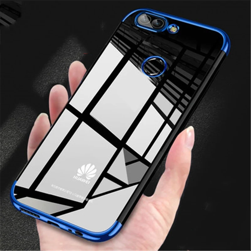 

For Huawei P Smart case Ultra Slim Plating Soft TPU Back Cover For Huawei PSmart Luxury Transparent Shockproof Coque Fundas