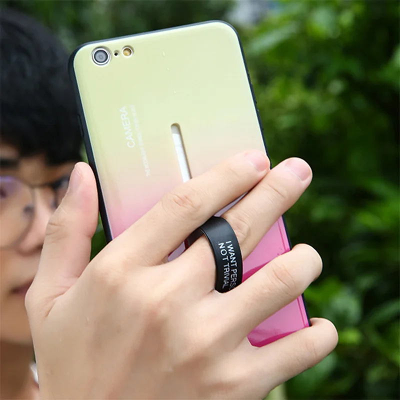 Чехол со скрытым кольцом для iPhone X XR XS Max с держателем петля на палец Радужный цвет