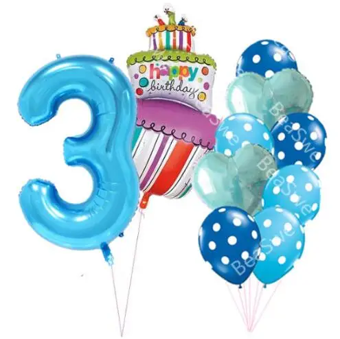 40 дюймов розовый и голубой номер 1 2 3 4 5 лет воздушные шары в виде торта ко дню рождения для маленьких мальчиков и девочек 1 вечерние принадлежности для декора латексные гелиевые шары в горошек