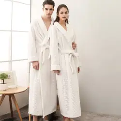Взрослых фланелевые пижамы халат Для женщин утолщенной сна халаты больших размеров мужской теплый Домашняя одежда влюбленных халаты D-2145