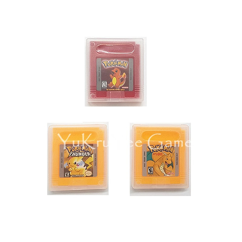 

PokemonSeries Thunder Yellow Red Full Color Orange Video Game Cartridge Console Card for 16 Bit Handheld Console English Version