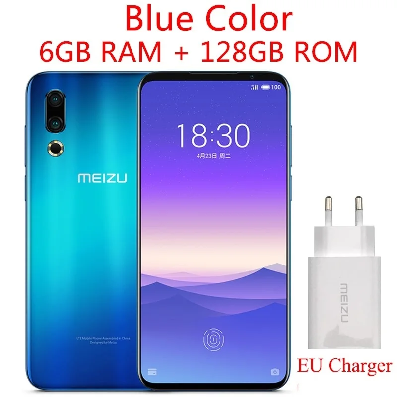 Глобальная версия Meizu 16s 4 аппарат не привязан к оператору сотовой связи 6 ГБ 128 Snapdragon 855 Octa Core 6," FHD 1080p 48mp 20mp двойные задние Камера быстро Зарядное устройство - Цвет: Blue 6G 128G