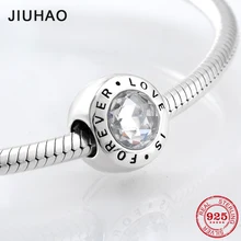 925 пробы серебряные модные сверкающие бусины love is forever кристально чистые CZ подходят к оригинальному браслету Pandora для изготовления ювелирных изделий