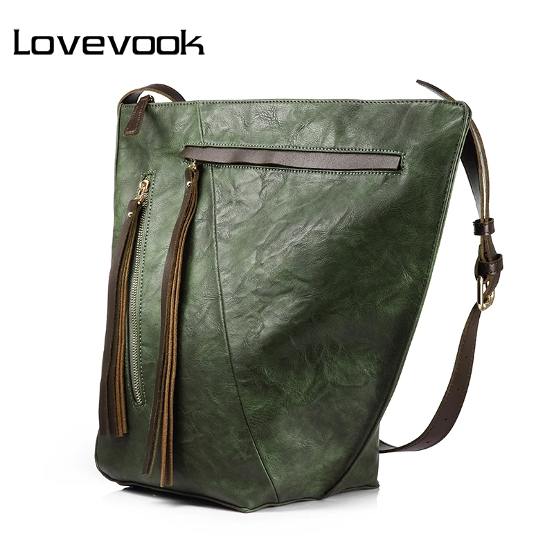 LOVEVOOK brand handbag female extra large capacity bucket bag with long tassel multi pocket ...