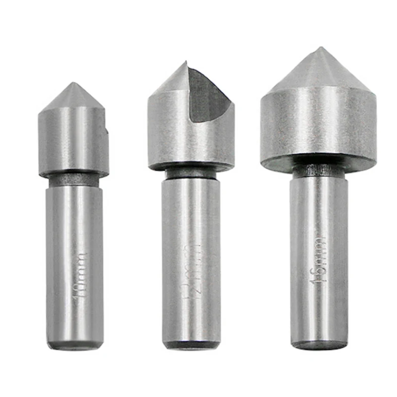 3Pcs HSS Countersink Drill Bit 90 Degree Point Angle 10 12 16mm Chamfer
