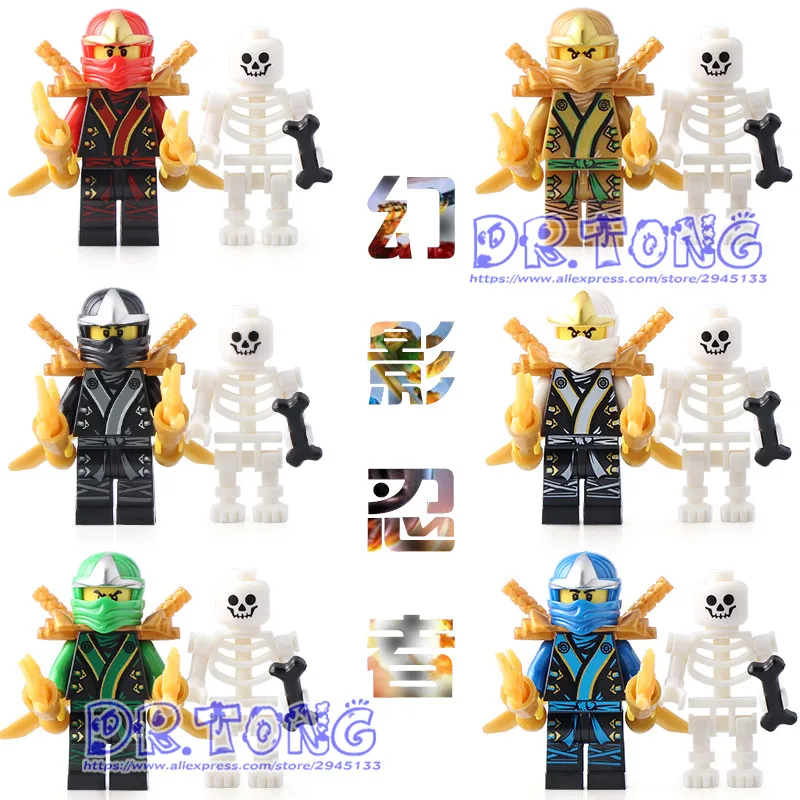 

DR TONG 60PCS/LOT Ninja Blocks Figures Building Blocks Toys Ninja Zane KOZU Jay Kai Cole Diy Toys Children Gifts