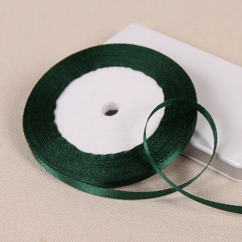 Dark Green Silk Satin Ribbon - 25 Yards for Wedding & Home Decor, Gift Wrapping, Sewing & DIY Accessories