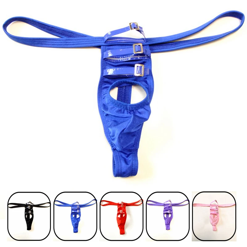 

gay underwear 2019 hot Mens sexy bandage faux leather panties buckle u pouch male thong t G-string Underpants Jockstrap