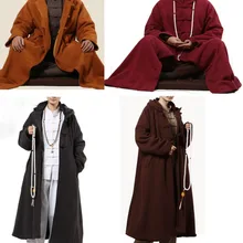 4 цвета, зимний теплый толстый буддийский плащ для медитации, накидка, пальто abbotnun, боевые искусства, дзен, халат, красный/коричневый/серый/желтый