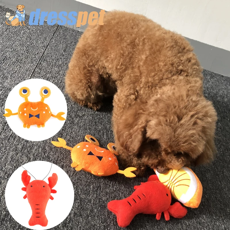 

Pet Dog Cat Toys Crab lobster Style Cute Plush Interactive Toys Bite Resistant Squeak For Small Large Dogs Chew Toys