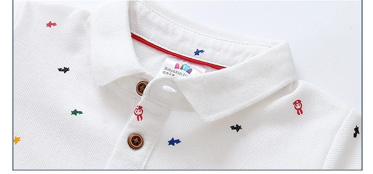 2018 Casual 2-10 Years Children Clothing Cotton Short Sleeve Turn-Down Collar White Blue Print Kids Boys T Shirt 1 (11)