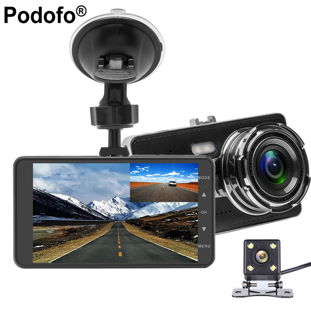 

Podofo 4.0 Inch IPS Screen Car DVR Camera Dual Lens Full HD 1080P Video Recorder Registrator Loop Recording Car Camcorder DVRs
