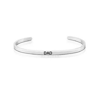 

316L Stainless Steel Hand imprint Bangle "DAD" Engraved Inspirational Cuff Mantra Bracelet for Father's Day Gift 15Pcs/lot