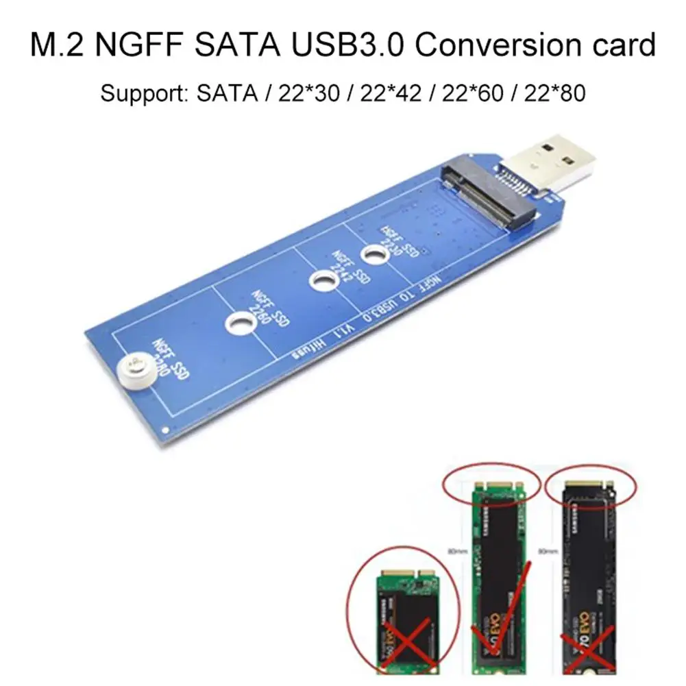 

hot New 2230 2242 2260 2280 M.2 B Key NGFF SATA SSD to USB 3.0 Adapter Converter Card