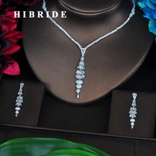 Hibride роскошь бриллианты, кристаллы кубического циркония полный комплект ювелирных изделий Красивая Для женщин невесты Цепочки и ожерелья наборы платье аксессуары N-348