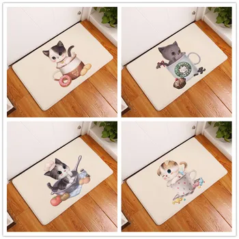 

2017 New Cartoon Cat Print Carpets Bathroom Mats Anti-Slip Rugs 40X60 50X80cm.