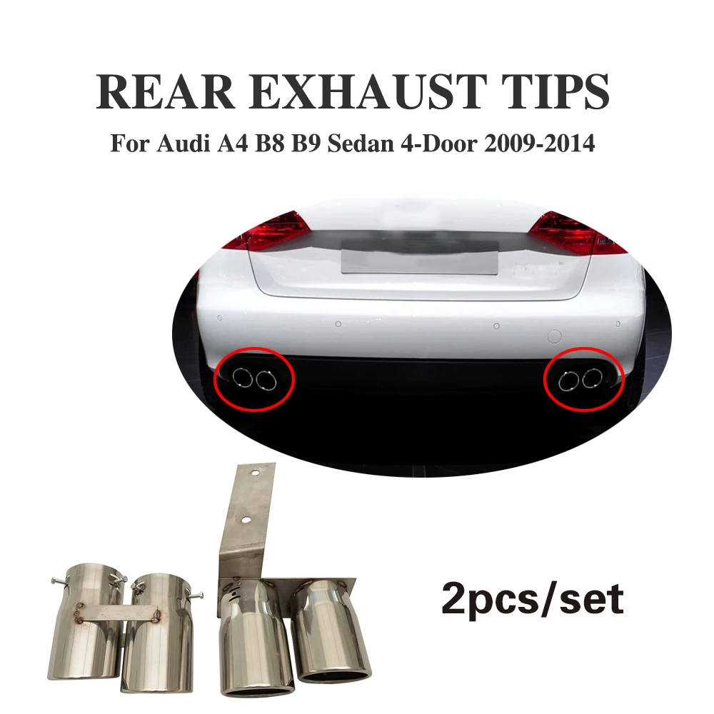 Auto Car Rear Exhaust Pipe Tail Muffler Tip Fit for Audi A4 B8 B9 2009